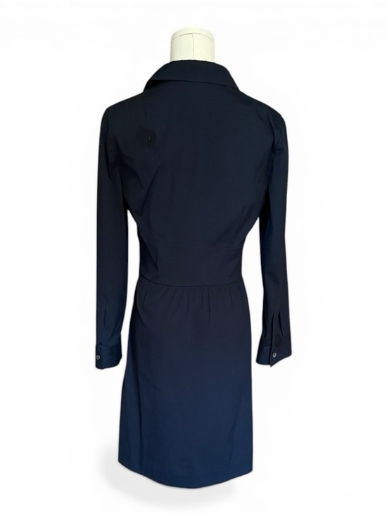 Theory Black Shirt Dress Size 8 Long Sleeve Fit & Flare Pockets Minimalist Chic - Picture 3 of 7